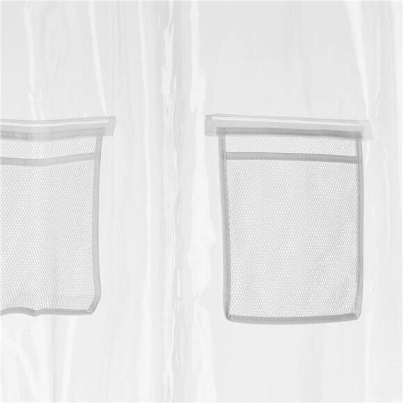 Clear PEVA Shower Curtain Liner with Mesh Storage Pockets 72 x 72 Bathroom - Picture 4 of 6
